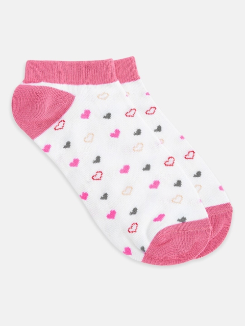 

Honey by Pantaloons Women White & Pink Patterned Ankle-Length Socks