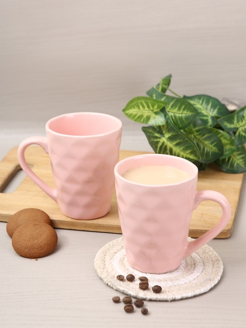 

Aapno Rajasthan Set Of 4 Pink Solid Ceramic Glossy Mugs