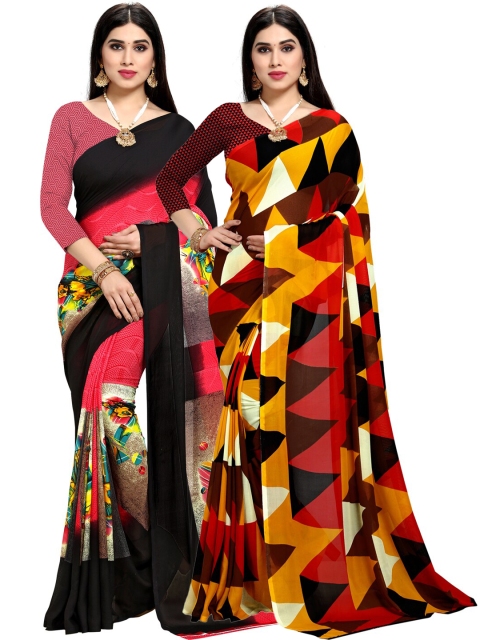 

KALINI Pack of 2 Printed Poly Georgette Saree, Multi