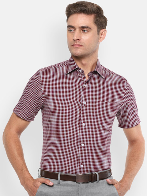 

Louis Philippe Men Maroon Checked Casual Shirt