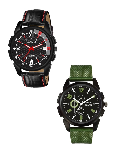 

VeBNoR Boys Set Of 2 Black Dial & Multicoloured Straps Analogue Watch WT 137 - WT 185