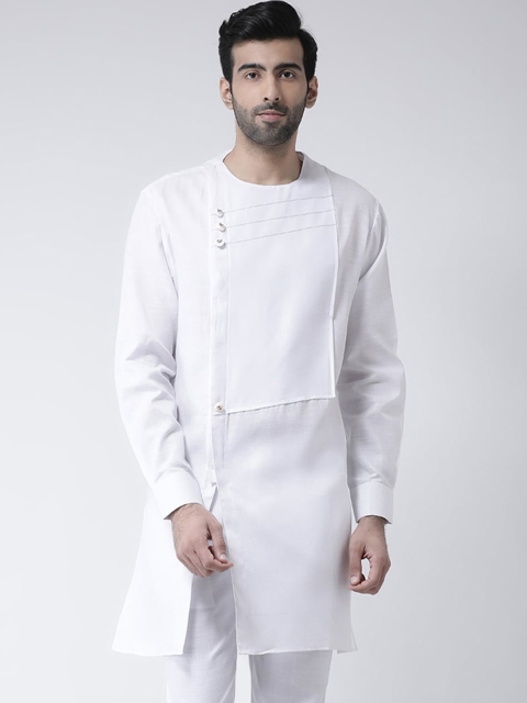 

SG LEMAN Men White Thread Work A-Line Kurta