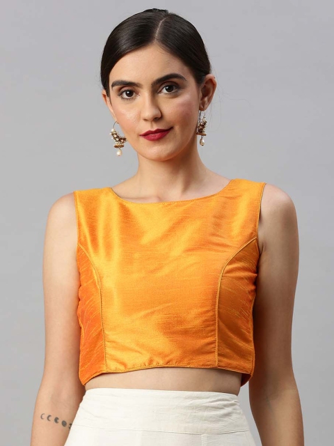 

Soch Women Mustard Yellow Solid Readymade Art Silk Saree Blouse