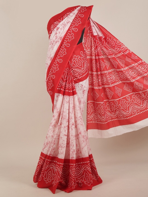 

Pothys Red & White Cotton Blend Saree