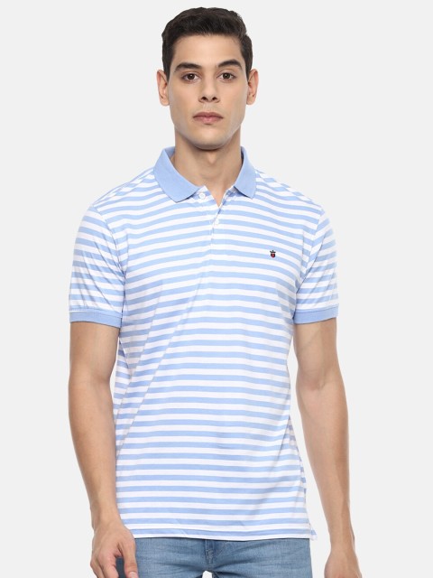 

Louis Philippe Sport Men Blue & White Striped Polo Collar Slim Fit T-shirt