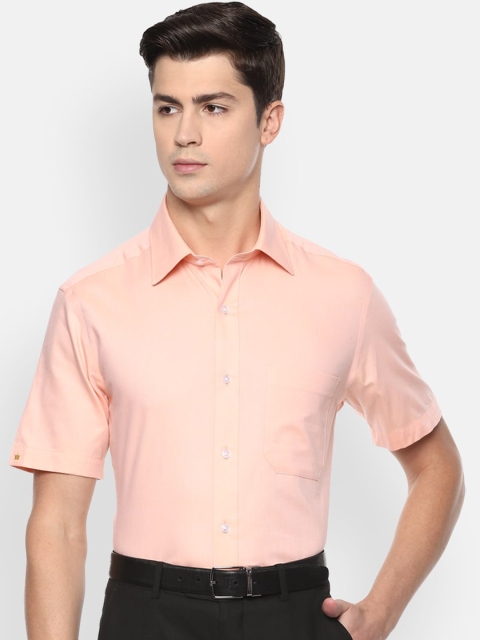 

Louis Philippe Men Solid Peach Formal Half Sleeve Shirt