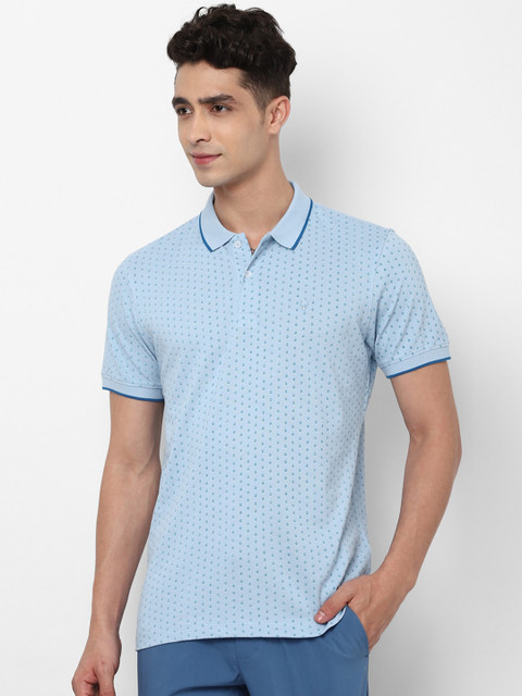 

Allen Solly Men Blue Cotton Ditsy Print Polo Collar T-shirt