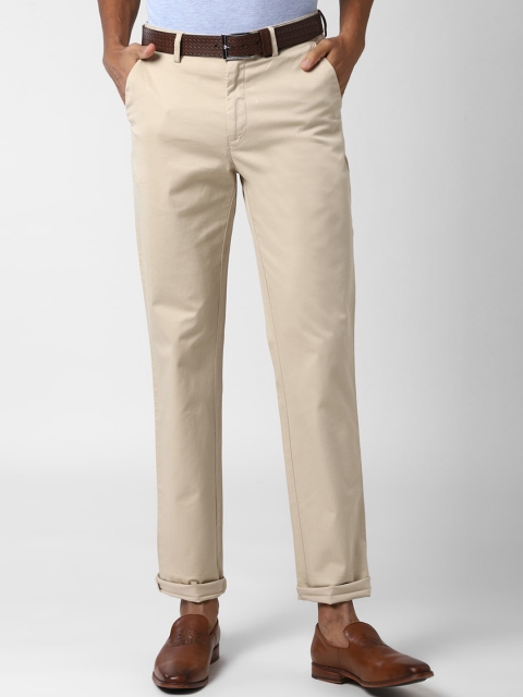 

Peter England Men Beige Textured Slim Fit Regular Trousers Regular Trousers
