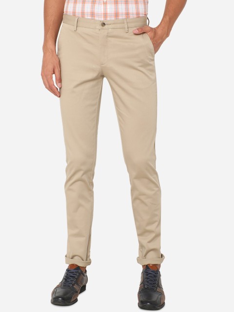 

Greenfibre Men Cream Slim Fit Regular Trousers