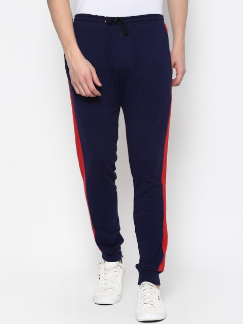 

PAUSE SPORT Men Navy Blue Solid Cotton Antimicrobial Slim-Fit Joggers