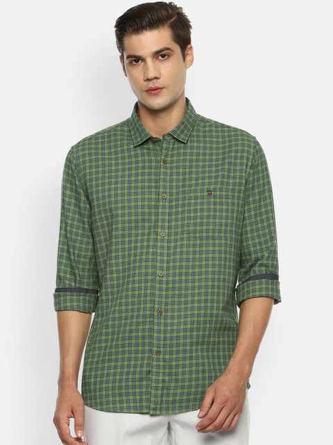 

Louis Philippe Jeans Men Green Slim Fit Checked Casual Shirt
