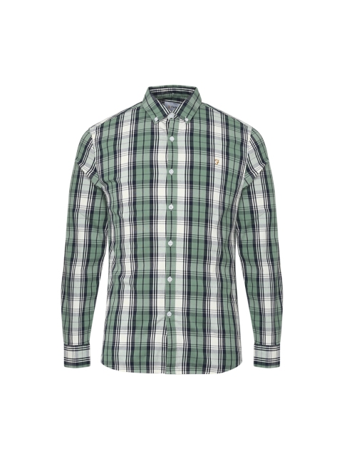 Farah Men Green& White Checked Casual Shirt