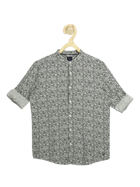 

Allen Solly Junior Boys Grey Printed Mandarin Collar Casual Shirt