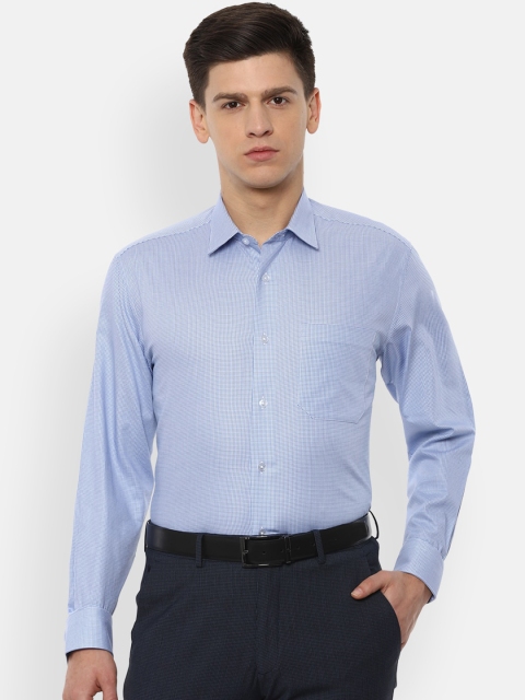 Louis Philippe Men Blue Slim Fit Checked Casual Shirt