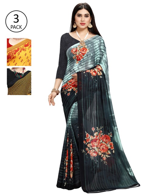 

KALINI Pack Of 3 Yellow & Red Ethnic Motifs Saree
