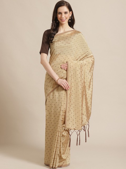 

Saree mall Beige & Golden Ethnic Motifs Silk Blend Sarees