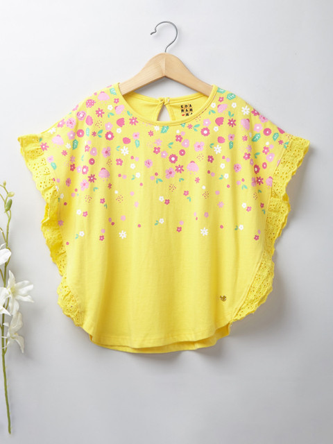 

Ed-a-Mamma Girls Yellow Printed T-shirt