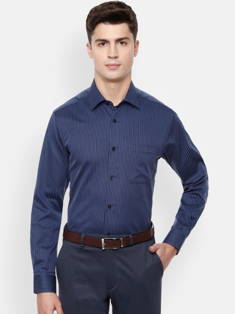 

Louis Philippe Men Navy Blue Slim Fit Striped Casual Shirt