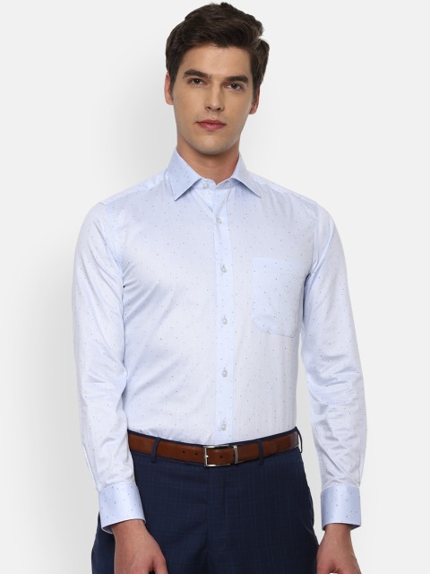 

Louis Philippe Men Blue Micro Printed Cotton Formal Shirt