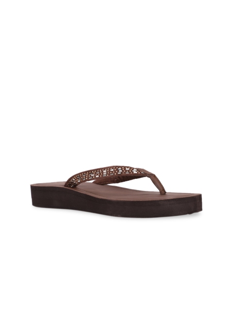 

Hush Puppies Women Brown Embellished Open Toe Flats