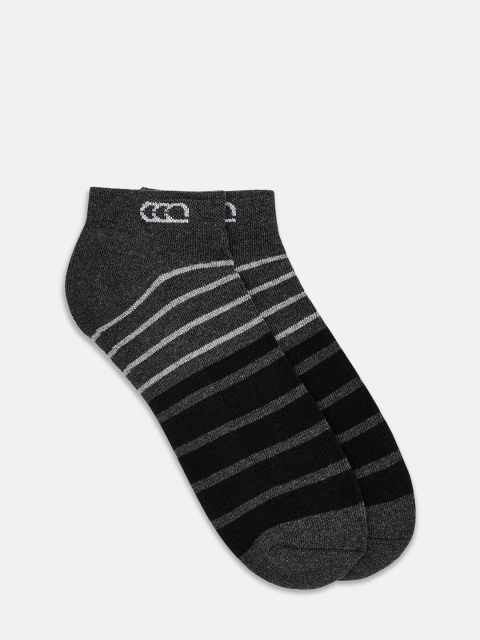 

Ajile by Pantaloons Men Black Striped Ankle-Length Socks