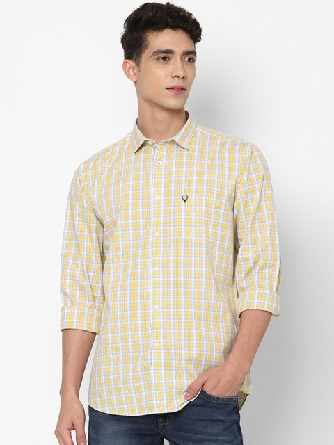

Allen Solly Men Yellow Checked Slim Fit Casual Shirt