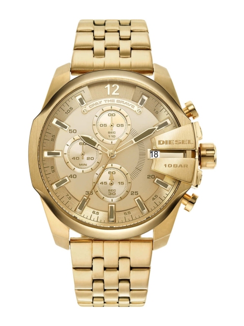 

DIESEL Men Gold-Toned Embellished Dial & Gold Toned Stainless Steel Straps Analogue Watch