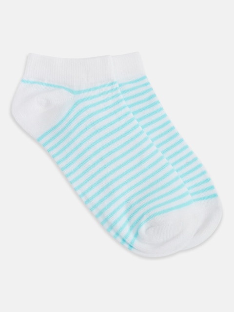 

Honey by Pantaloons Women White & Turquoise Blue Striped Ankle-Length Socks