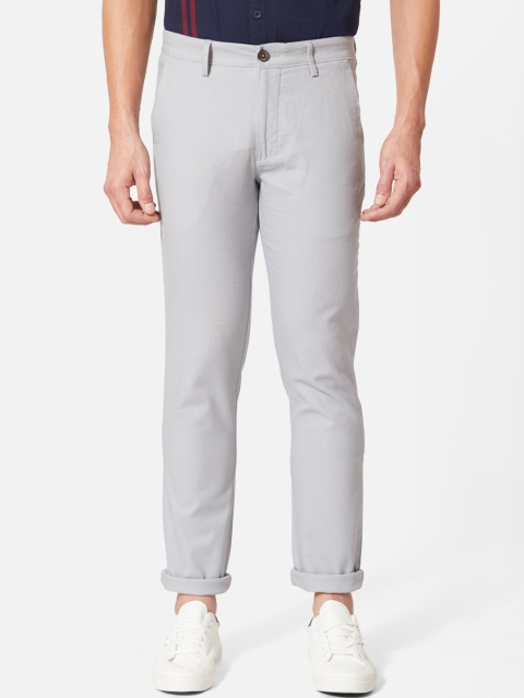 

J Hampstead Men Grey Slim Fit Regular Trousers