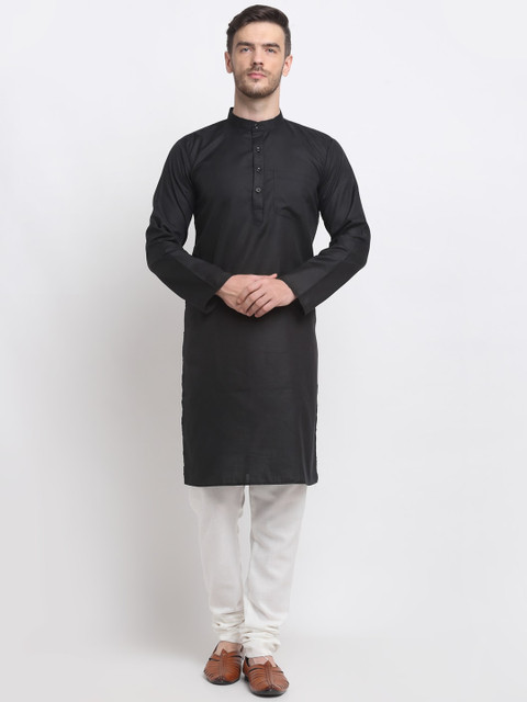 

Benstoke Men Black Angrakha Kurta with Pyjamas