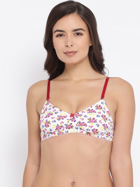 

Macrowoman W-Series Red & White Floral Everyday Bra Full Coverage