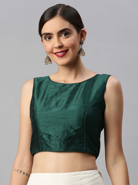 

Soch Women Green Solid Art Silk Saree Blouse