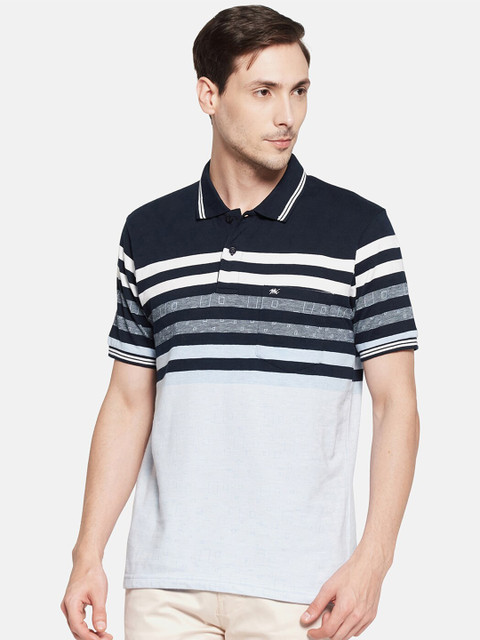 

Monte Carlo Menvy Blue Striped Polo Collar T-shirt, Navy blue