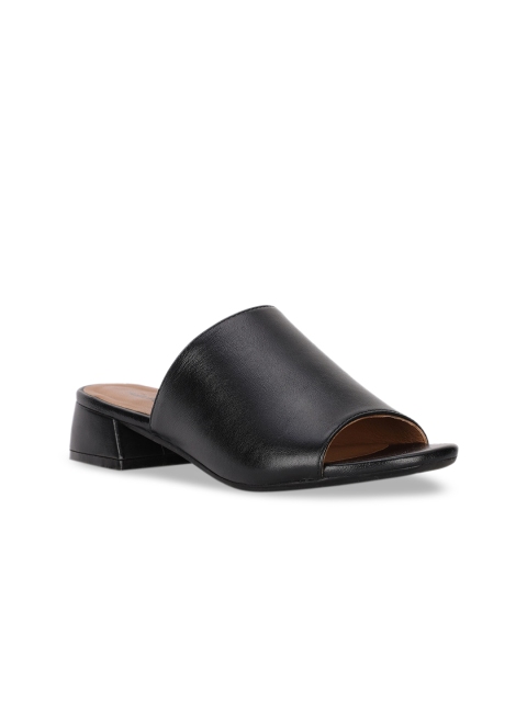 

Hush Puppies Black Leather Comfort Mules