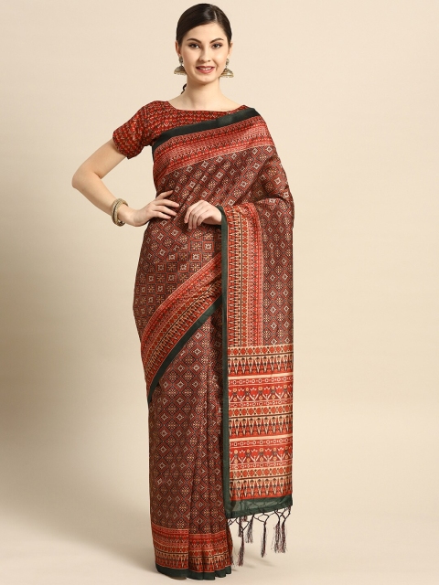

Saree mall Maroon & Black Silk Blend Sarees