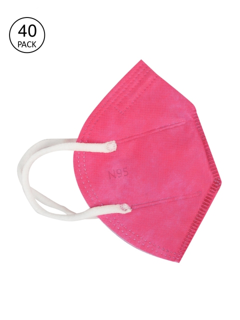 

Fashitale Unisex Pack Of 40 Pink Solid 5 Ply Reusable N95 Masks