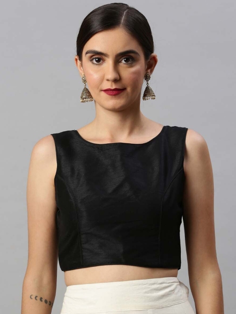 

Soch Women Black Solid Art Silk Saree Blouse