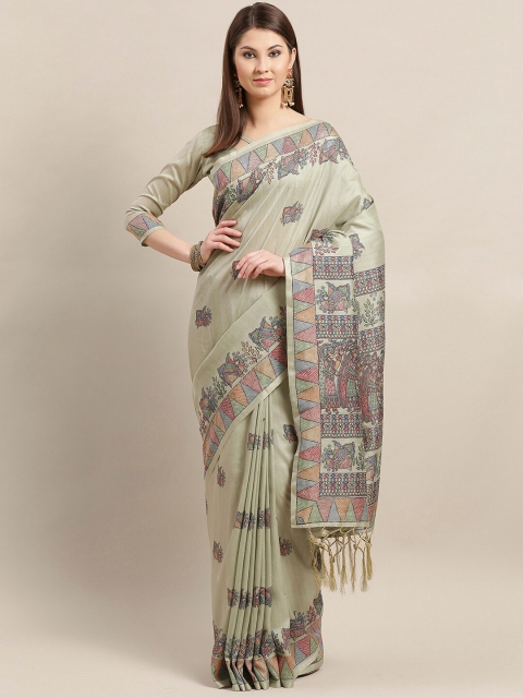 

Saree mall Green & Pink Ethnic Motifs Silk Blend Sarees