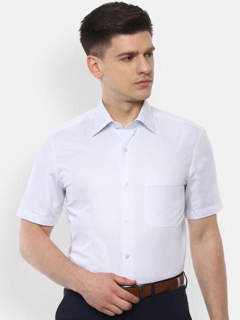 

Louis Philippe Men White Checked Formal Shirt
