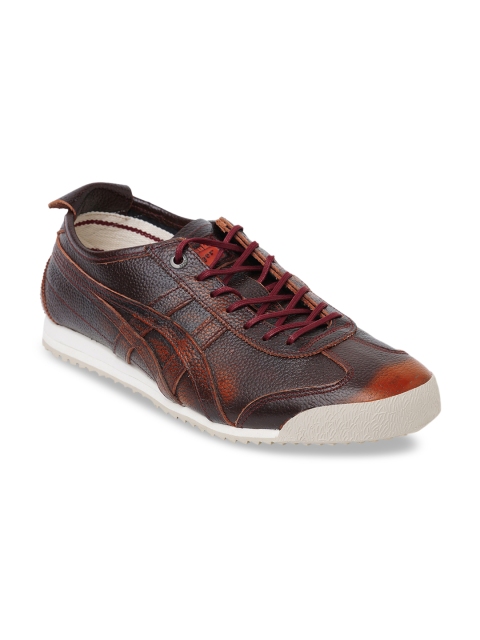 

Onitsuka Tiger Unisex Brown Woven Design Leather Driving Shoes
