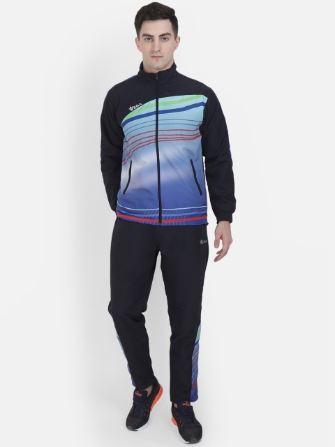 

VEGA Men Navy Blue & Red Printed Rapid-Dry Anti Static Sports Track Suit