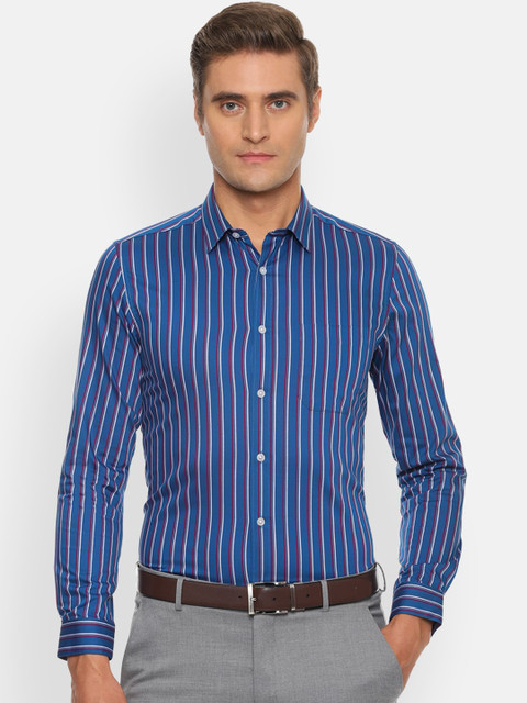 

Louis Philippe Men Blue Slim Fit Striped Casual Shirt