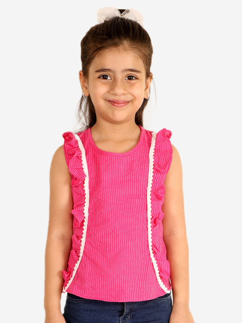 

Chipbeys Girls Pink Ruffles Detail Regular Top
