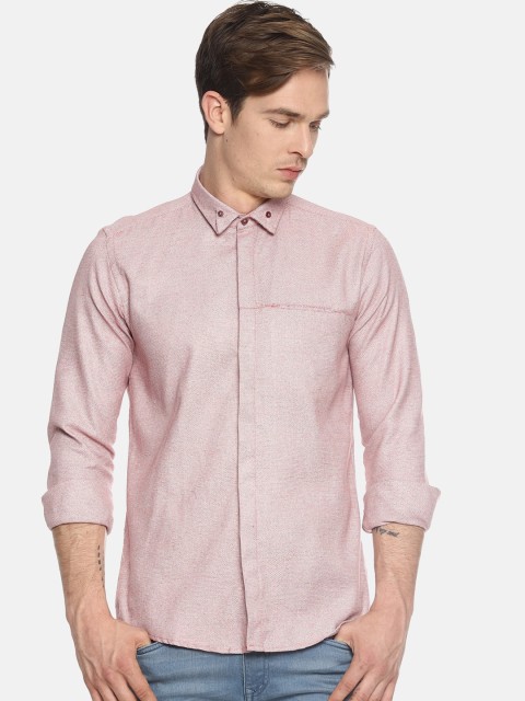 

COUPER & COLL Men Orange Chambray Weave Pure Cotton Casual Shirt
