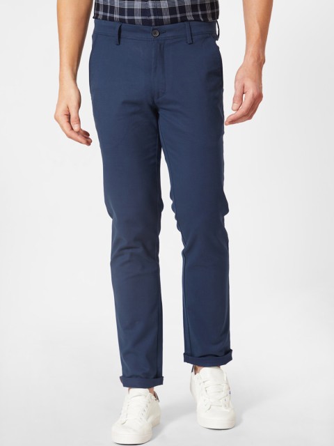 

J Hampstead Men Navy Blue Slim Fit Regular Trousers