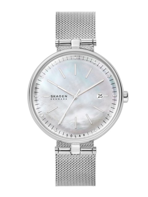 

SKAGEN Women Cream Dial & Silver Textured Straps Analogue Kinetic Watch SKW2979