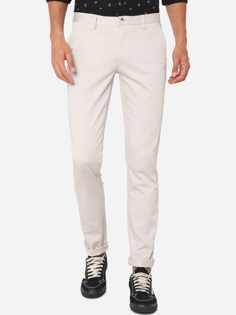 Greenfibre Men Off White Slim Fit Chinos Trousers