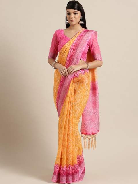 

Saree mall Yellow Pure Linen Sarees