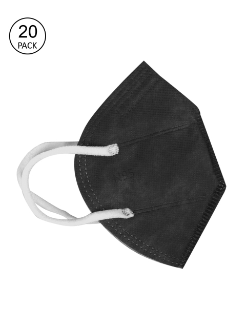 

Fashitale Unisex Pack Of 20 Black Solid 5 Ply Reusable N95 Masks