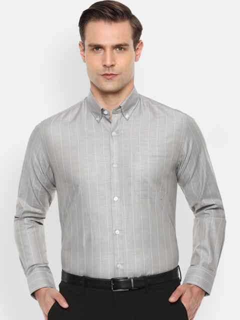 

Louis Philippe Men Grey Slim Fit Checked Cotton Formal Shirt